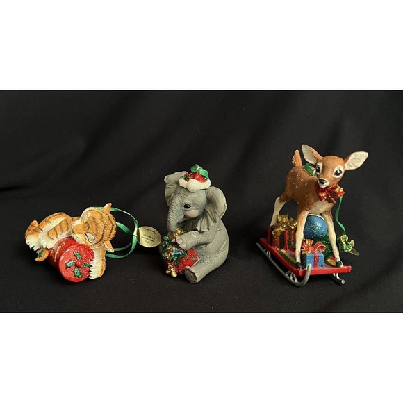 Danbury Mint Other - Danbury Mint Christmas Ornaments Lot of 3 Baby Animals Fawn Elephant Tiger Cub